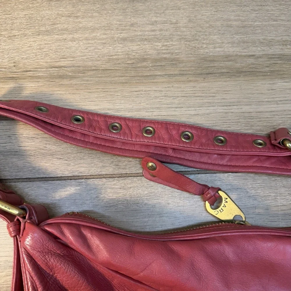 Vintage Marc Jacobs Shoulder Bag Y2K Pink Leather Hobo Studs Buckles Pockets